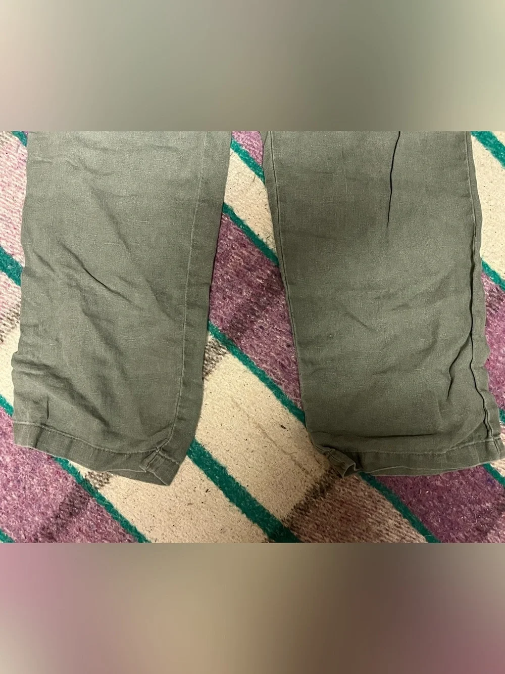 Dockers 100% Linen Drawstring Pants Olive Green Relaxed Straight Leg Men’s 33x32